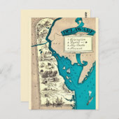 古いデラウェア州の地図 ポストカード (正面/裏面)