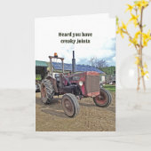 古いトラクおもしろいタ農家良いお尻膝の手術を取得 カード (黄色い花)