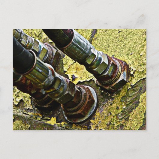 古いトラクターの油圧ホース ポストカード (正面)