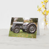 古いトラクターの秋 カード (黄色い花)