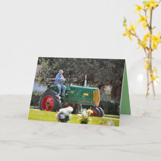 古いトラクター カード (黄色い花)