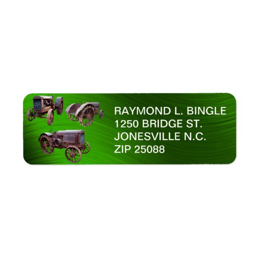 古いトラクター – 差出人住所ラベル ラベル (正面)