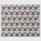 古いトラックのクリスマスゴールデンレトリバーパピー ラッピングペーパー (フラット)