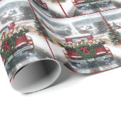 古いトラックのクリスマスゴールデンレトリバーパピー ラッピングペーパー (ロールコーナー)