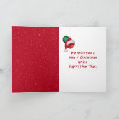 古いトラックのクリスマスゴールデンレトリバー シーズンカード (内部)