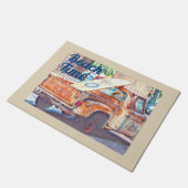 古いトラックの背面のサーフボード ドアマット (アングル)