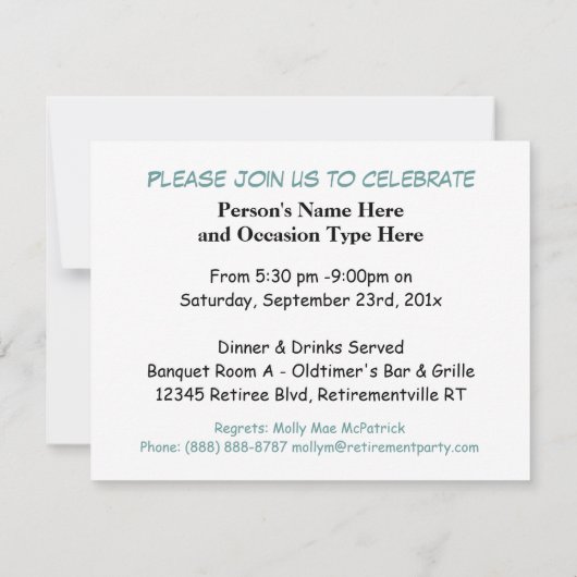 古いトラックの退職パーティーかマイル標石の誕生日 招待状 (裏面)