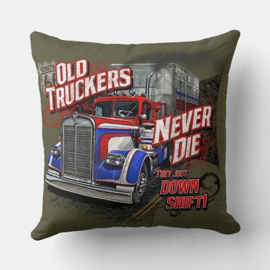 古いトラック運転手は決して死なない クッション (裏面)