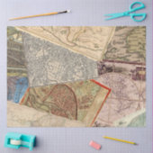 古いトラベルマップヴィンテージコラージュ 薄葉紙 (クラフト)