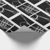 古いトランペット黒と白のパターンミュージシャン ラッピングペーパー (角)