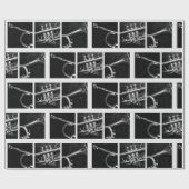 古いトランペット黒と白のパターンミュージシャン ラッピングペーパー (フラット)
