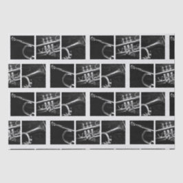 古いトランペット黒と白のパターンミュージシャン 薄葉紙