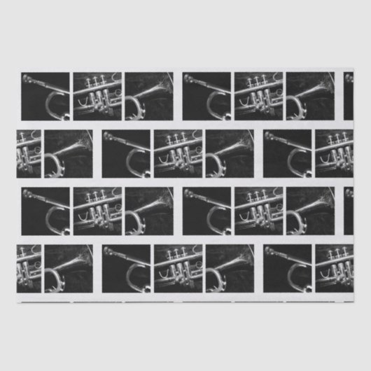 古いトランペット黒と白のパターンミュージシャン 薄葉紙 (正面)