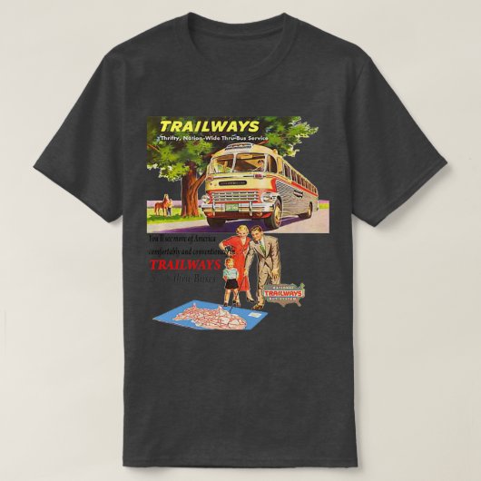 古いトレイルウェイズバスライン Tシャツ (デザイン正面)