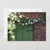 古いドアとバラ ポストカード (正面/裏面)