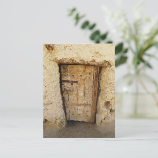 古いドアシワオアシス、エジプトの泥れんが造りの家 ポストカード (スタンド正面)