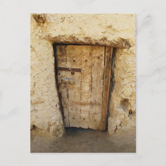 古いドアシワオアシス、エジプトの泥れんが造りの家 ポストカード (正面)