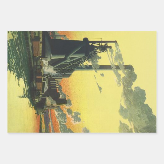 古いドックのビジネス工場、製造 ラッピングペーパーシート (正面3)