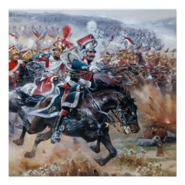 古いナポレオン戦争の戦闘シーン画 ライプツィヒ  ポスター