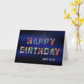 古いナンバープレートの誕生日 カード (黄色い花)