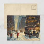 古いニューヨークのクリスマスのポストカード シーズンポストカード (正面/裏面)