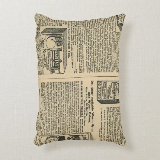 古いノタルグヴィンテージ新聞カタログデザイン アクセントクッション (正面(垂直))