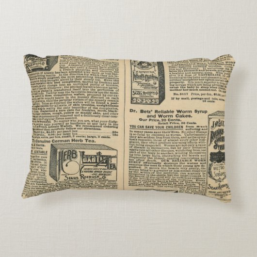 古いノタルグヴィンテージ新聞カタログデザイン アクセントクッション (裏面)