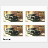 古いハバナのアメリカ車、キューバのステッカー 長方形シール (シート)