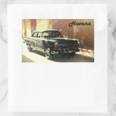 古いハバナのアメリカ車、キューバのステッカー 長方形シール (バッグ)