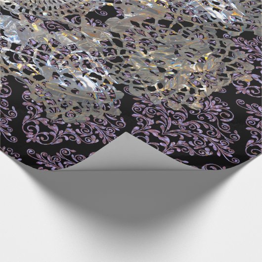 古いハリウッドのダマスク織のカッコいいのシックなエレガント ラッピングペーパー (角)