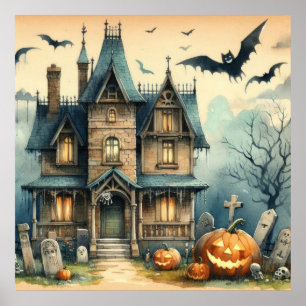 古いハロウィンアートポスター ポスター