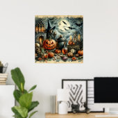 古いハロウィンアートポスター ポスター (ホームオフィス)