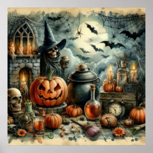古いハロウィンアートポスター ポスター