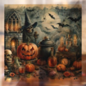 古いハロウィーンアートウィンドウにしがみつく ウィンドウサイン (シート2)