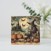古いハロウィーンアートグリーティングカード (スタンド正面)