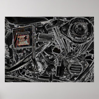 古いハーレーバイクのアートワーク – ベトナムメモリ ポスター