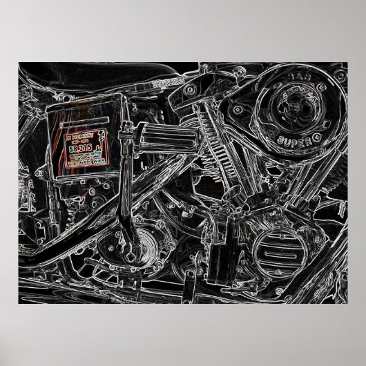 古いハーレーバイクのアートワーク – ベトナムメモリ ポスター (正面)