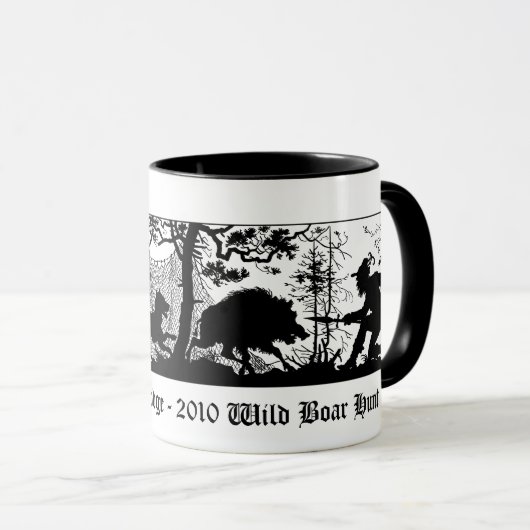 古いバイエルンのスタイルのイノシシのブタ/イノシシの狩り マグカップ (正面右)
