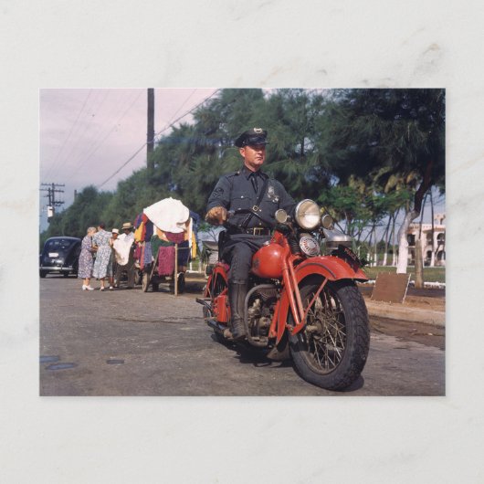 古いバイクの警官1939ヴィンテージ写真 ポストカード (正面)