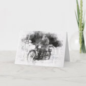古いバイクもしくは自転車に乗る人誕生日カードの取得 カード (正面)
