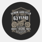 古いバイクもしくは自転車に乗る人63歳Making 63バイクもしくは自転車に乗る人 ラウンドシール (正面)