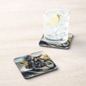 古いバイクもしくは自転車に乗る人[セット6] コースター (右側)