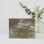 古いバイク(サイデカーのヴィンテージ写真付き) ポストカード (スタンド正面)