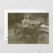 古いバイク(サイデカーのヴィンテージ写真付き) ポストカード (正面/裏面)