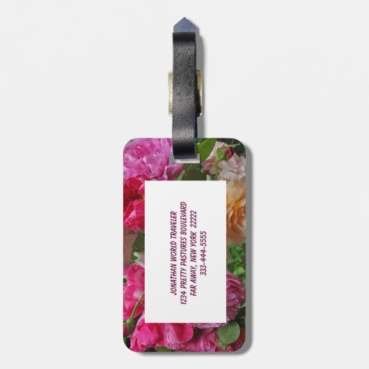 古いバラ ラゲッジタグ (裏面縦)