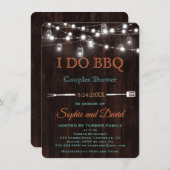古いバーンメイソンジャイルストリングライトカップルシャワー 招待状 (正面/裏面)