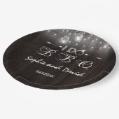 古いバーンメイソンジャースストリングライト私はBBQをする ペーパープレート (アングル)