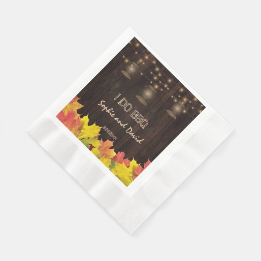 古いバーンメイソンジャースストリングライト私はBBQをする 縁ありランチョンナプキン (角)