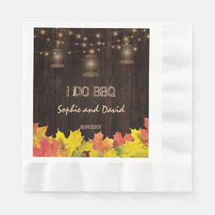 古いバーンメイソンジャースストリングライト私はBBQをする 縁ありランチョンナプキン