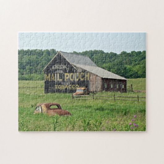古いバーンメールポーチタバコ広告の車のトラック ジグソーパズル (横)